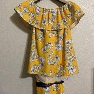 floral off the shoulder blouse and pants set